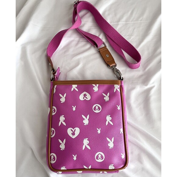 Playboy Y2K Monogram Shoulder Bag Baby Pink & White Rare Adjustable Strap - Picture 4 of 10